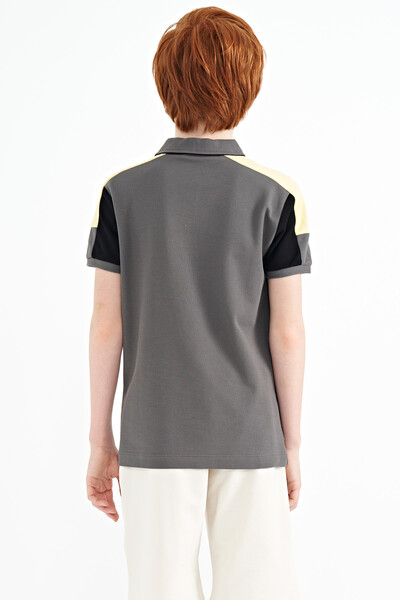 Tommylife Wholesale Polo Neck Standard Fit Boys' T-Shirt 11155 Dark Gray - Thumbnail