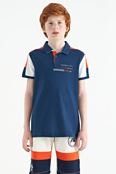 Tommylife Wholesale Polo Neck Standard Fit Boys' T-Shirt 11155 Indigo - Thumbnail