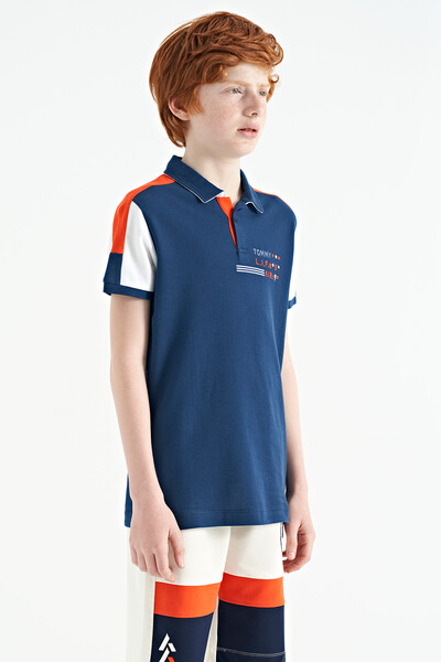 Tommylife Wholesale Polo Neck Standard Fit Boys' T-Shirt 11155 Indigo - Thumbnail