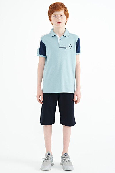 Tommylife Wholesale Polo Neck Standard Fit Boys' T-Shirt 11155 Light Blue - Thumbnail