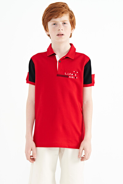 Tommylife Wholesale Polo Neck Standard Fit Boys' T-Shirt 11155 Red - Thumbnail