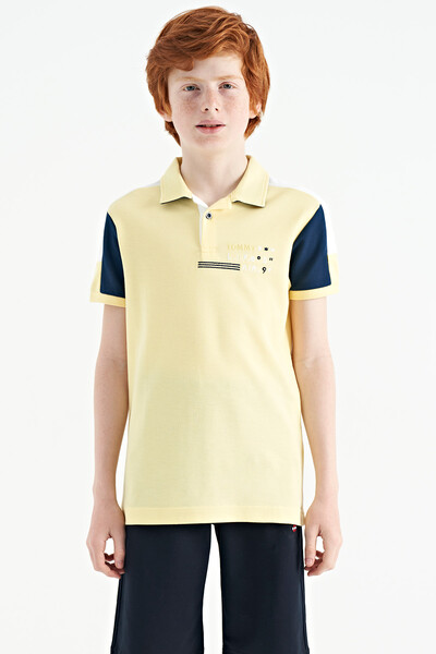 Tommylife Wholesale Polo Neck Standard Fit Boys' T-Shirt 11155 Yellow - Thumbnail