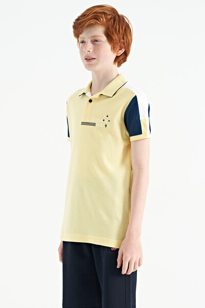 Tommylife Wholesale Polo Neck Standard Fit Boys' T-Shirt 11155 Yellow - Thumbnail