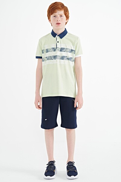 Tommylife Wholesale Polo Neck Standard Fit Printed Boys' T-Shirt 11101 Light Green - Thumbnail