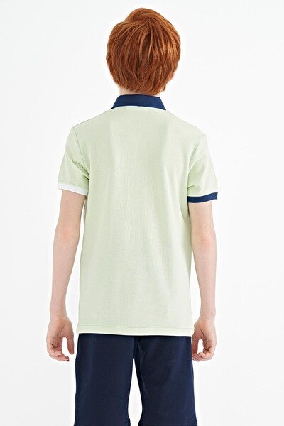 Tommylife Wholesale Polo Neck Standard Fit Printed Boys' T-Shirt 11101 Light Green - Thumbnail