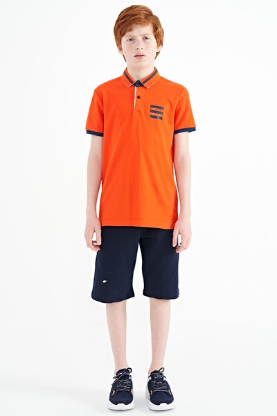 Tommylife Wholesale Polo Neck Standard Fit Printed Boys' T-Shirt 11111 Orange - Thumbnail