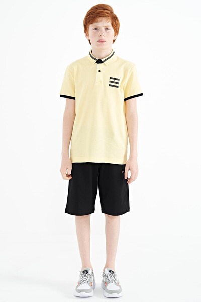 Tommylife Wholesale Polo Neck Standard Fit Printed Boys' T-Shirt 11111 Yellow - Thumbnail