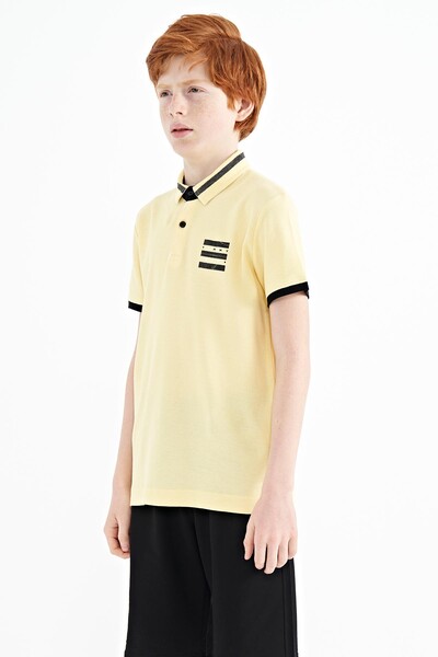 Tommylife Wholesale Polo Neck Standard Fit Printed Boys' T-Shirt 11111 Yellow - Thumbnail