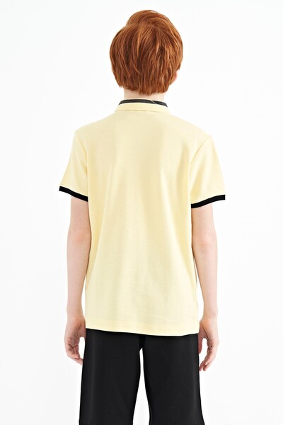 Tommylife Wholesale Polo Neck Standard Fit Printed Boys' T-Shirt 11111 Yellow - Thumbnail