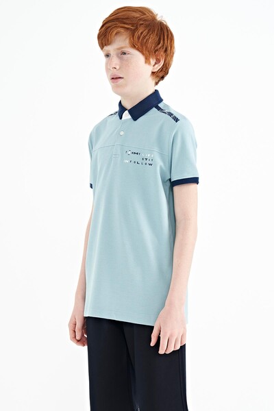 Tommylife Wholesale Polo Neck Standard Fit Printed Boys' T-Shirt 11140 Light Blue - Thumbnail