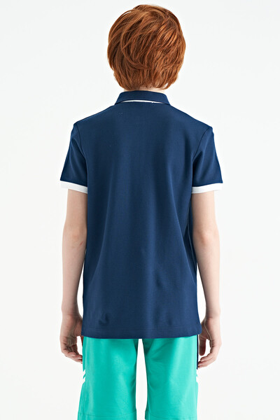 Tommylife Wholesale Polo Neck Standard Fit Printed Boys' T-Shirt 11143 Indigo - Thumbnail