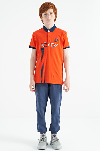 Tommylife Wholesale Polo Neck Standard Fit Printed Boys' T-Shirt 11143 Orange - Thumbnail