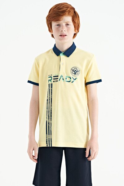 Tommylife Wholesale Polo Neck Standard Fit Printed Boys' T-Shirt 11143 Yellow - Thumbnail