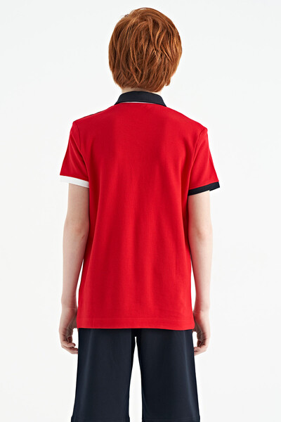 Tommylife Wholesale Polo Neck Standard Fit Printed Boys' T-Shirt 11161 Red - Thumbnail