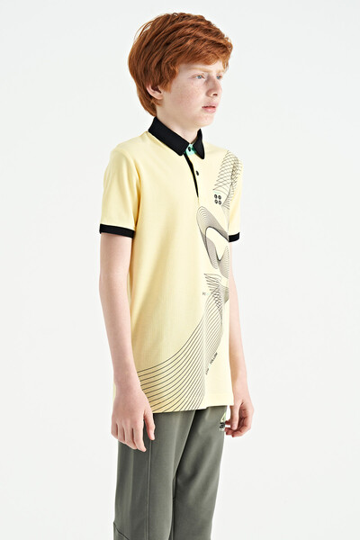 Tommylife Wholesale Polo Neck Standard Fit Printed Boys' T-Shirt 11164 Yellow - Thumbnail