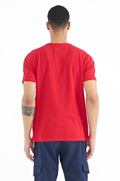 Tommylife Wholesale Red Crew Neck Standard Fit Men's T-Shirt - 88187 - Thumbnail