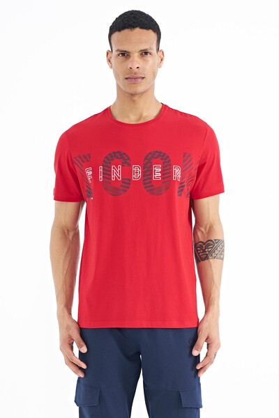 Tommylife Wholesale Red Crew Neck Standard Fit Men's T-Shirt - 88187 - Thumbnail