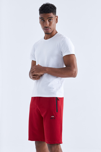 Tommylife Wholesale Red Hidden Zip Back Pocket Standard Fit Men's Short - 81136 - 5