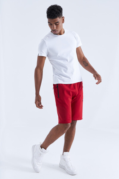 Tommylife Wholesale Red Hidden Zip Back Pocket Standard Fit Men's Short - 81136 - 6