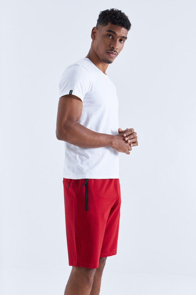 Tommylife Wholesale Red Hidden Zip Back Pocket Standard Fit Men's Short - 81136 - 7