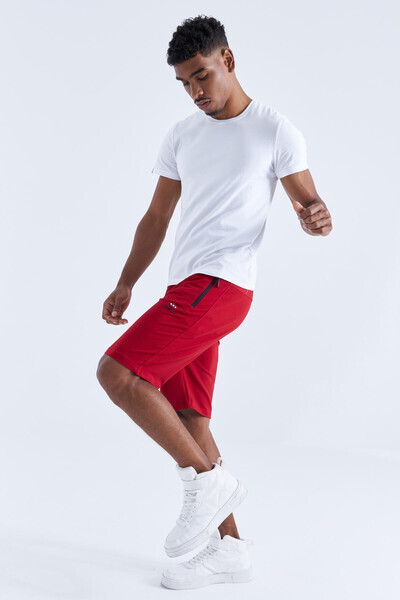Tommylife Wholesale Red Hidden Zip Back Pocket Standard Fit Men's Short - 81136 - 10