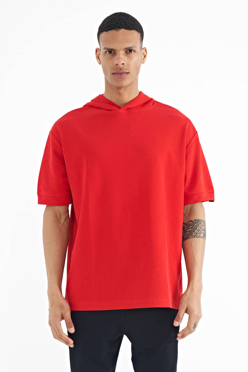 TOMMYLIFE - Tommylife Wholesale Red Hoodie Oversize Men's T-shirt - 88179