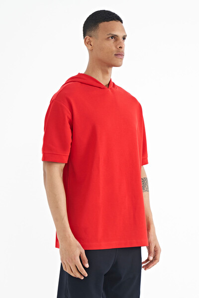 Tommylife Wholesale Red Hoodie Oversize Men's T-shirt - 88179 - Thumbnail