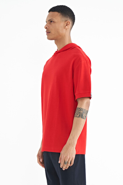 Tommylife Wholesale Red Hoodie Oversize Men's T-shirt - 88179 - Thumbnail