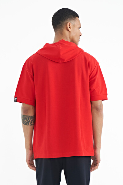 Tommylife Wholesale Red Hoodie Oversize Men's T-shirt - 88179 - Thumbnail