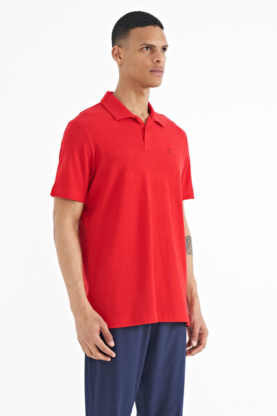 Tommylife Wholesale Red Polo Neck Standard Fit Men's T-Shirt - 88237 - Thumbnail