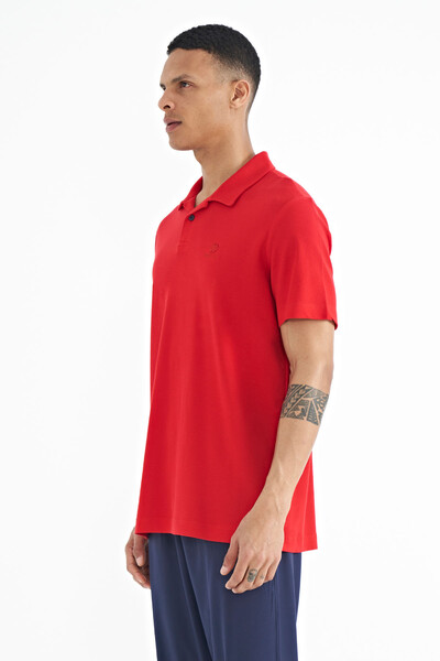 Tommylife Wholesale Red Polo Neck Standard Fit Men's T-Shirt - 88237 - Thumbnail