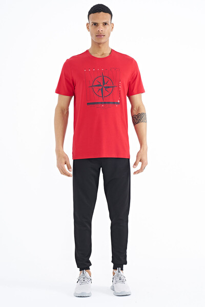 Tommylife Wholesale Red Standard Fit Crew Neck Men's T-Shirt - 88173 - Thumbnail