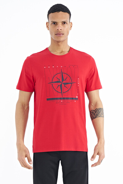 Tommylife Wholesale Red Standard Fit Crew Neck Men's T-Shirt - 88173 - Thumbnail