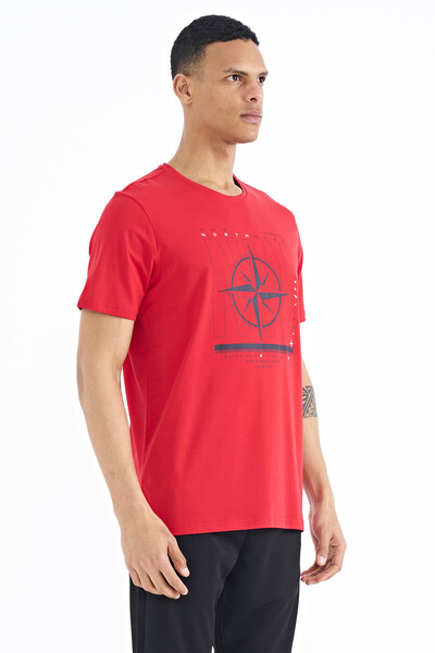 Tommylife Wholesale Red Standard Fit Crew Neck Men's T-Shirt - 88173 - Thumbnail