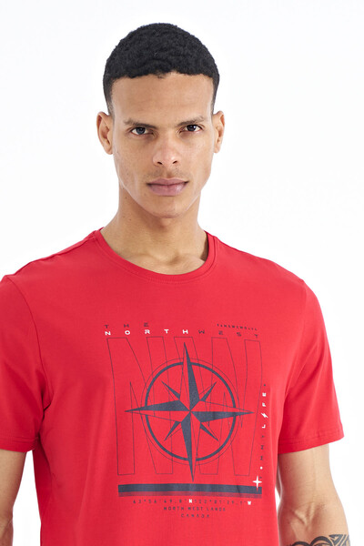 Tommylife Wholesale Red Standard Fit Crew Neck Men's T-Shirt - 88173 - Thumbnail