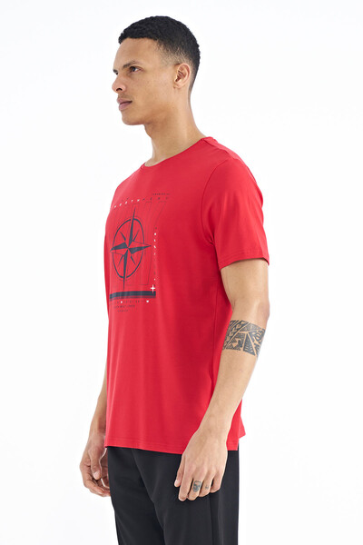 Tommylife Wholesale Red Standard Fit Crew Neck Men's T-Shirt - 88173 - Thumbnail