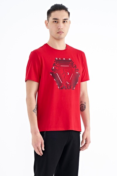 Tommylife Wholesale Red Standard Fit Men's T-shirt - 88231 - Thumbnail