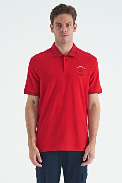 Tommylife Wholesale Red Standard Fit Polo Neck Men's T-Shirt - 88239 - Thumbnail