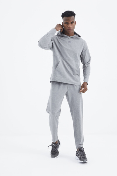 Tommylife Wholesale Rex Standard Fit Basic Men's Tracksuit Set 85232 Gray Melange - Thumbnail