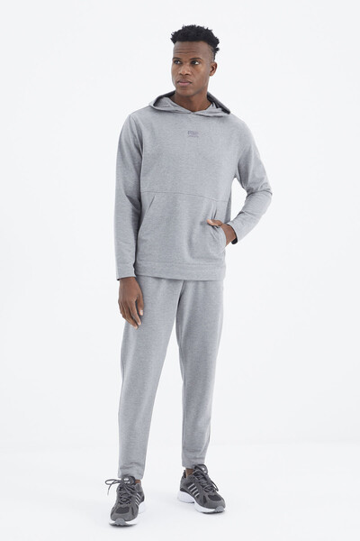 Tommylife Wholesale Rex Standard Fit Basic Men's Tracksuit Set 85232 Gray Melange - Thumbnail