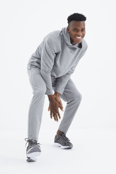 Tommylife Wholesale Rex Standard Fit Basic Men's Tracksuit Set 85232 Gray Melange - Thumbnail