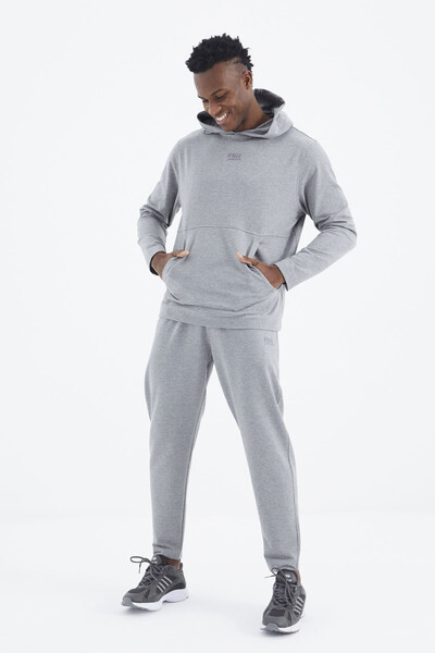 Tommylife Wholesale Rex Standard Fit Basic Men's Tracksuit Set 85232 Gray Melange - Thumbnail