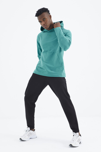 Tommylife Wholesale Rex Standard Fit Basic Men's Tracksuit Set 85232 Sea Green - Black - Thumbnail