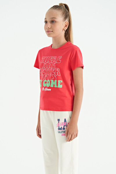 Tommylife Wholesale Rose Round Neck Comfy Sleevelu Cropped Girls T-Shirt - 75118 - Thumbnail