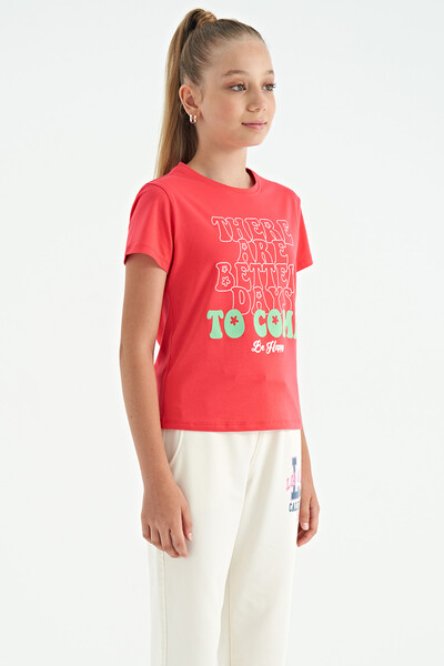 Tommylife Wholesale Rose Round Neck Comfy Sleevelu Cropped Girls T-Shirt - 75118 - Thumbnail