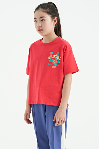 Tommylife Wholesale Rose Round Neck Oversize Short Sleevelu Girls T-Shirt - 75127 - Thumbnail