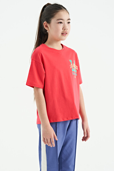 Tommylife Wholesale Rose Round Neck Oversize Short Sleevelu Girls T-Shirt - 75127 - Thumbnail