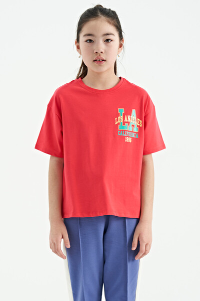 Tommylife Wholesale Rose Round Neck Oversize Short Sleevelu Girls T-Shirt - 75127 - Thumbnail