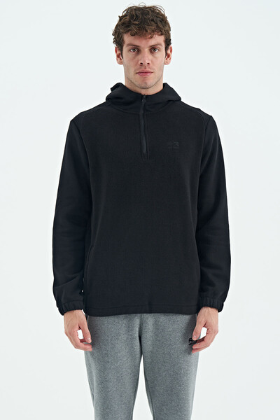 Tommylife Wholesale Ruby Hooded Standard Fit Basic Men's Fleece Sweatshirt 88300 Black - Thumbnail