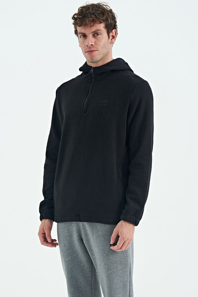 Tommylife Wholesale Ruby Hooded Standard Fit Basic Men's Fleece Sweatshirt 88300 Black - Thumbnail